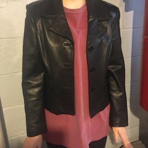 Bebe black leather jacket, sz 8